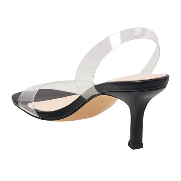 FRENCH CONNECTION Black Clear Lucite Slingback Tia Heeled Sandal - Picture 3 of 11
